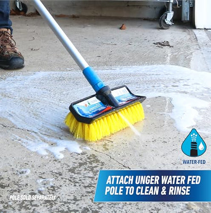 Unger Professional HydroPower Lock-On 10” Bi-Level Scrub Brush, Cleaning Supplies, Scrubber Tool, Compatible with Waterflow Poles, Use in Garage, Driveway, Deck, Concrete, Cement, and Brick - size: 10 inches (Pack of 1), style: Multi-Angle Scrub Brush