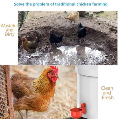 Professional Chicken Waterer Cups, 8pcs Large Chicken Water Feeder, Automatic Chicken Water Dispenser, Poultry Drinker Set, Solution for Various Poultry Watering with Matching Drill
