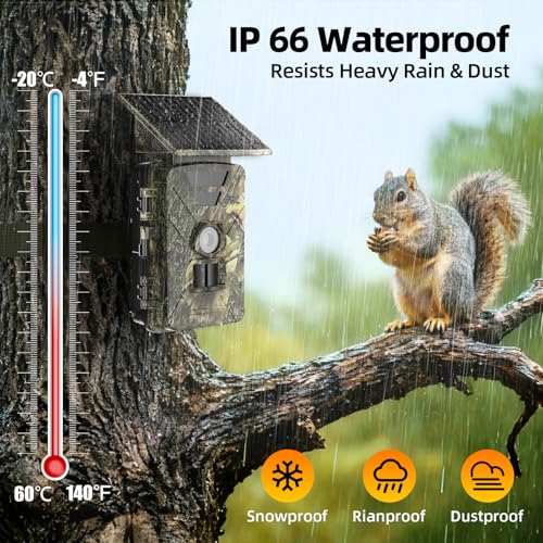 BoxLegend Solar Trail Camera WiFi 4K 60MP with 64GB Memory Card Game Cameras with Night Vision Motion Activated Waterproof Trigger Speed Trail Cam Wide Angle Wildlife Camera for Backyard and Outdoor