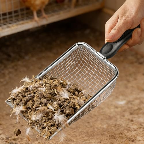 of 2 Stainless Steel Poultry Manures Scoops Ergonomic Handle for Quick Coops Maintenance Garden Shovel