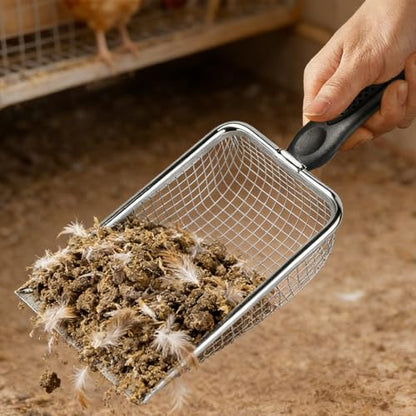 of 2 Stainless Steel Poultry Manures Scoops Ergonomic Handle for Quick Coops Maintenance Garden Shovel