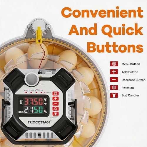 Incubators for Hatching Eggs, 12–18 Egg Capacity Digital Egg Incubator with Automatic Egg Turning and Accurate Humidity Control for Chicken, Quail, Duck
