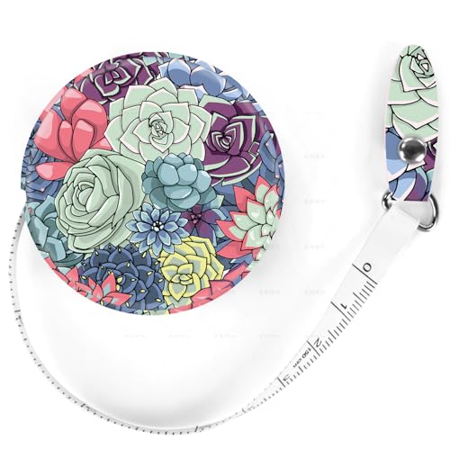 Sewing Tape Measure，Colour Printed Small Retractable Soft Measuring Tape for Tailor Cloth Fabric Body Measurements. - color: Succulent