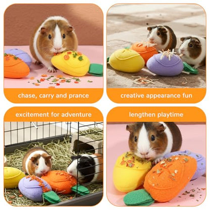 3 PC Rabbit Treat Dispenser Food Hider Carrot Shape Enrichment Toys Washable Snuffle Ball Slow Feeder PuzzleToy for Small Animal Ferret Squirrel Ferret (3PC)