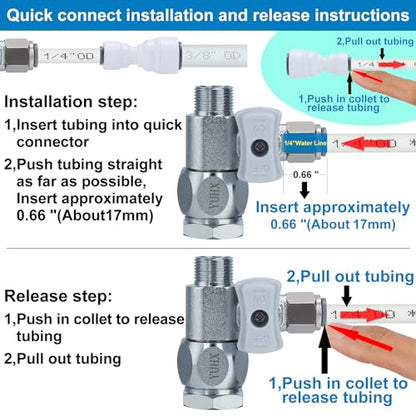 YUHX Feed Water Adapter 3/8" x 1/4" or 3/8" Add-A-Tee, 1/2 x 1/4 or 3/8 Water Line splitter,1/4 Push to Connect not Fit Thread or Braided Hose - style: Push to Connect