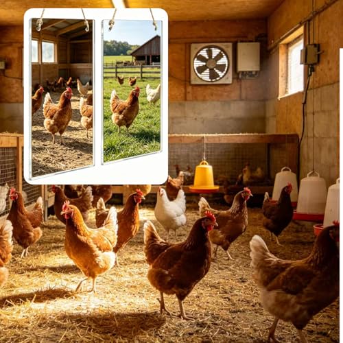 2 Pack Sturdy Mirror for Chicken with Rope, 7.8 X 11.8inch Acrylic Hanging Swing Mirror for Hens, Lightweight & Easy to Clean