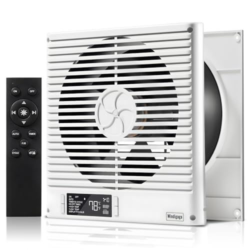 8" Room to Room Fan with Remote, 320CFM Through Wall Air Transfer Fan with Temperature Control, Reversible Airflow Design, 10 Speeds, Quiet Balance Exhaust Vent for Bedroom, Laundry,Kitchen - color: 1PCS