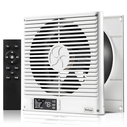 8" Room to Room Fan with Remote, 320CFM Through Wall Air Transfer Fan with Temperature Control, Reversible Airflow Design, 10 Speeds, Quiet Balance Exhaust Vent for Bedroom, Laundry,Kitchen - color: 1PCS