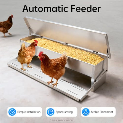 22lb Automatic Metal Treadle Feeder, 13.78in Treadle Chicken Feeder with Weatherproof Lid, Sturdy Galvanized Steel Poultry Feeders, Rat Proof Poultry Feeder for Chicken, Geese, Ducks, Turkeys