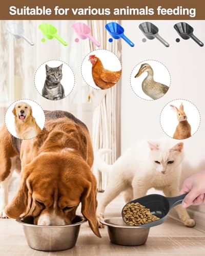 2PACK Dog-Cat Food-Scoop Measuring-Cup,1 Cup Capacity Versatile Plastic Pet Food Scoop with Measuring Lines 1 Cup and 1/2 Cup for Precise Portion Control (2 Black) - color: Black