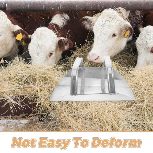 Thickened Metal Livestock Feed Scoop with Double Handles, Poultry Grain Shovel for Farm Use, Large Capacity Silver Utility Scoop for Animal Feed and Dry Food