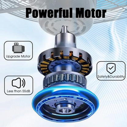 20 Inch Wall Mount Fan with Mist, Powerful Airflow Oscillating Fans | Max 7100CFM Heavy Duty Industrial Wall Mounted Fan with 17.5FT Misting Hose for Garage, Factory, Patio, Greenhouse, Porch - color: 20" Blue-Misting
