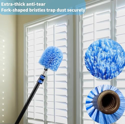 Screw on Webster Cobweb Duster Head for Pole,Spider Web Remover Brush, Cobweb Duster Head Attachment,Fits Standard 3/4 inch Threaded Poles(Big, Blue) - color: Blue