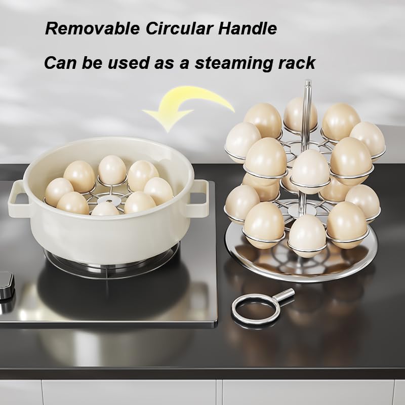 Egg Rack Dispenser, SUS304 Storage Display Stand Stainless Steel Steamer Rolling Egg Organizers and Storage Keeper