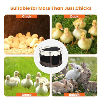 Large Chicken Brooder Box- Chick Starter Kit Includes Pop Up Chicken Playpen Tent, Waterproof Mat, Chick Feeder and Waterer, Portable Chicken Brooding Pen Up to 20 Chicks,Quail,Duck for Indoor Outdoor