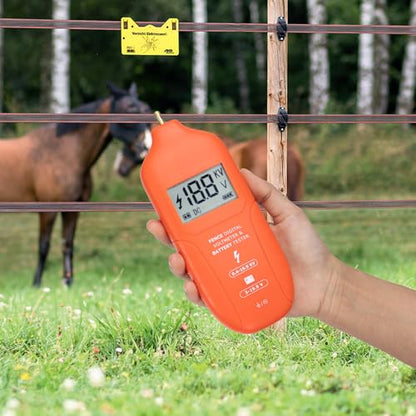 Electric Fence Tester Fault Finder Digital Electric Fence Voltage Tester Max 19.9kv, Fence Voltage Tester with Large LCD Display, Grounding & 1.5V Battery Included