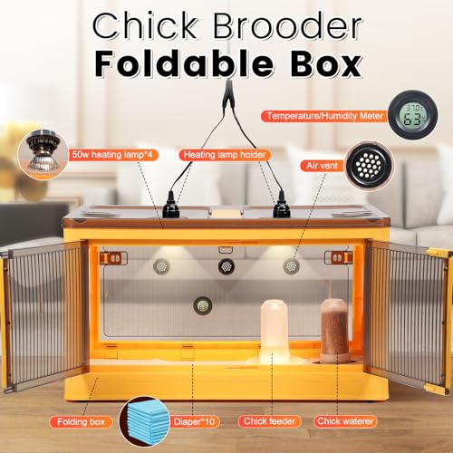 115L Chicken Brooder Box for Chicks Kit with Heater Chicks Warmer Brooder Plate Ducks Tent Pen Thermometer for 30 Ducks Bedding Indoor Quail Brooder (115L) - size: 16.5"L x 13.0"W x 23.6"H