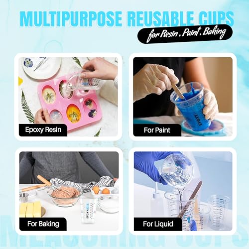 [Pack of 50] 10oz Disposable Graduated Measuring Cups for Mixing - Measurements in mL and Oz - Multipurpose Reusable Cups for Paint, Epoxy Resin, Stain, Liquid Mixing Cups - size: 50 Pack