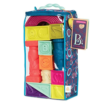 B. toys – Elemenosqueeze – 26 Soft Sort & Stack Baby Blocks with Alphabet – Architectural Building Blocks – Shapes, Letters & Animals – 6+ Months - style: Baby Blocks Set 2