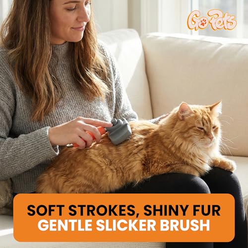 GoPets Self-Cleaning Slicker Brush for Dogs & Cats, Deshedding & Dematting Comb with Retractable Bristles, Undercoat Tool for Long Haired Dogs, Non-Slip Handle, Detangler for Mats & Shedding Fur - style: Slicker Dematting Comb