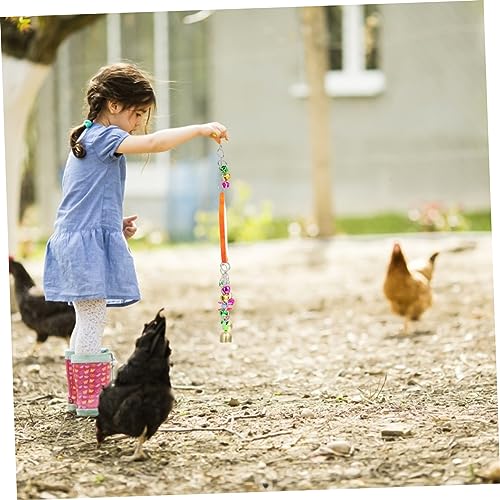 Happyyami Hens Mirror Toy with Bells Durable Bird Hanging Mirror for Parrots and Chickens Easy to Install Made from for Pet Play and Enrichment Activities