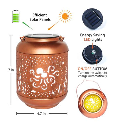 Octopus Solar Lanterns Outdoor Waterproof,Hanging Solar Lights Octopus Gifts for Women Men Metal LED Decorative Light for Yard,Patio,Lawn,Tabletop,Pathway,Landscape,Garden Decor - style: Octopus