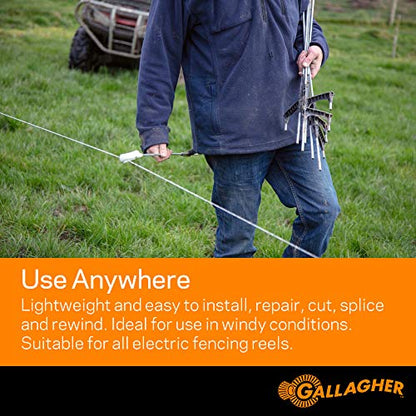 Gallagher Electric Fence Wire — 1,640ft (500m) Polywire for Livestock, Horses & Cattle | 6 Stainless Steel Strands | Poly Wire UV & Rust Resistant | 1/16" Diameter