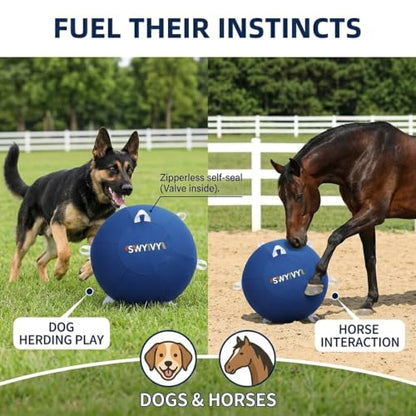 25" Dog Horse Ball&Cover with Straps, Herding Ball for Dogs Blue Heelers, Harding Dog Large Mega Pets Soccer Ball for Australian | Zipperless auto-seal safe from chewing. Dog herding ball with straps. 700+ reviews. Durable outdoor toy for large breeds. -