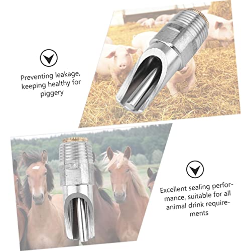 ORFOFE 5pcs Stainless Steel Pig Water Feeder Nozzles Durable Drinker Nozzle for Livestock Anti-Splash Design for Efficient Water Usage Animal Husbandry