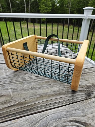 Garden Hod Harvest Basket – Wood & Wire Harvest Basket for Collecting Vegetables, Fruits, Flowers & Eggs, Rustic Farmhouse Basket with Solid Wood Ends for Garden, Kitchen Storage & Decorative Display