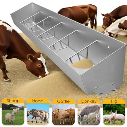 Stainless Steel Livestock Trough - 150cm Durable Feed Container for Farm Animals, Versatile Hanging & Ground Mount, Easy to Clean, Efficient Feeding Solution - size: 150cm Long/5 Bits