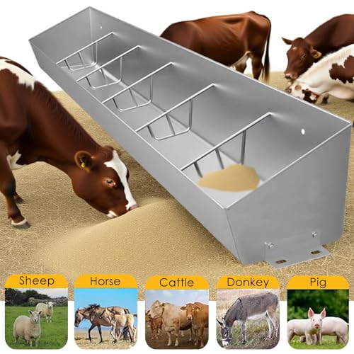 Stainless Steel Livestock Trough - Durable Farm Animal Feeder, 120cm Long, Versatile Hanging or Ground Mount for Efficient Feeding Solutions, Ideal for Cattle, Horses, and Goats - size: 120cm Long/4 Bits