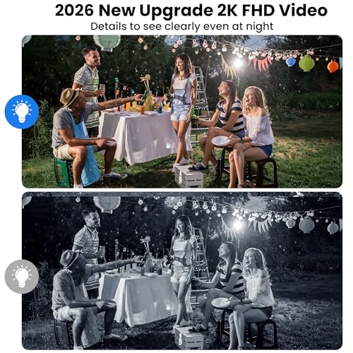 2026 Upgraded 2K Security Cameras Wireless Outdoor (2 Pack), Free Cloud Storage, Long Battery Life, AI Motion Detection, Spotlight & Siren, Waterproof, WiFi Surveillance Outdoor Camera with 2-Way Talk - color: White - 2 Pack Camera