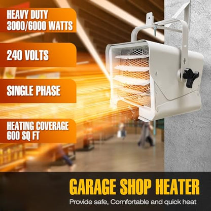 Dr. Infrared Heater DR-966 240-Volt Hardwired Shop Garage Commercial Heater, 3000 Watt / 6000 Watt - size: 14.5 Inches