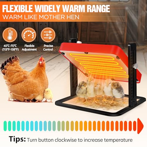 Tepsmigo Chicken Coop Heater, Chicken Heater, Brooder Plate for Chicken Coop Accessories, with Adjustable Temp, Height and Angle, Chicken Heater for Coop, Temp Pet Warmer for Ducklings Kitten Puppy