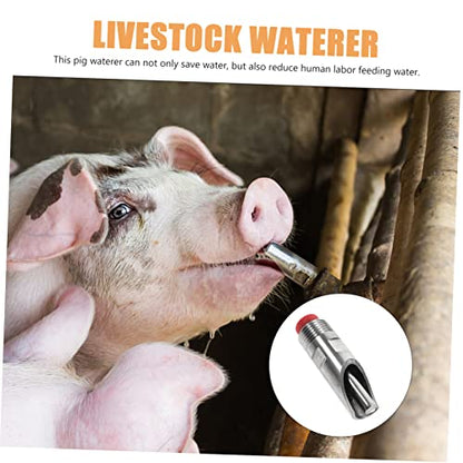 HANABASS 10pcs Stainless Steel Pig Waterer Automatic Feeders for Piglets Efficient Livestock Drinking Tools Durable Water Nipple Dispenser Reduced Water to Use
