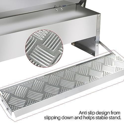 Automatic Chicken Feeder 5L Treadle Galvanized Steel Poultry Feeders Self-Opening Automatic Food, with Weatherproof Lid Rain Cover for Roosters Pheasant Chicken Outdoor Coop