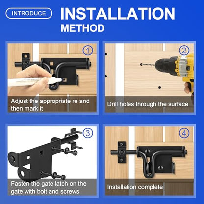 Heavy Duty Slide Bolt Gate Latch with Padlock Hole - Universal Security Lock for Wooden Fence, Metal Gate, Shed Door-3 - size: 3 Pack