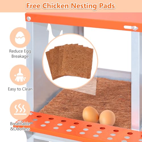 Chicken Nesting Box for Laying Eggs (42.5" L x 17" W x 15" H) | 4 Room Chicken Laying Boxes, Nesting Boxes for Chickens, Heavy Duty Metal Chicken Coop - size: 42.5" L x 17" W x 15" H