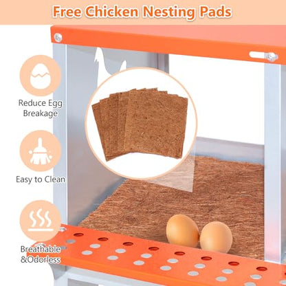 Chicken Nesting Box for Laying Eggs (31.8" L x 17" W x 25" H) | 6 Room Chicken Laying Boxes, Nesting Boxes for Chickens, Heavy Duty Metal Chicken Coop - size: 31.8" L x 17" W x 25" H