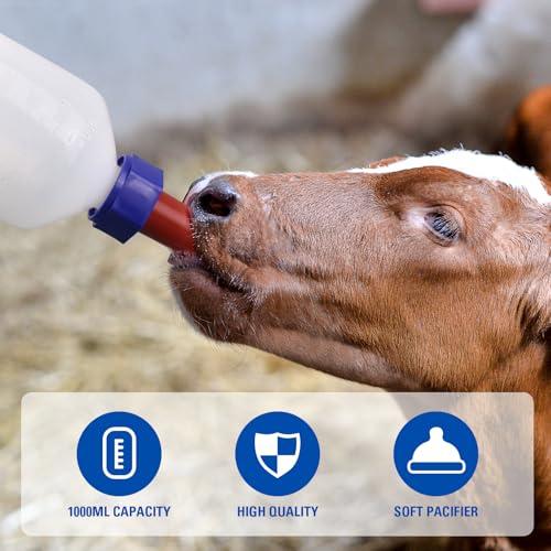 2PCS Calf Feeder Milk Bottle Livestock Drinking Bottles Calves Nursing Milk Feeding Bottle for Farm Livestock Supplie (1000ml) - size: 1000ml