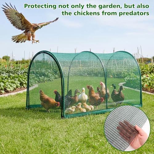 UNIFAMILY Chicken Tunnel for Outside, 78IN Flexible Chickens Runs for Yard, Quick Installation Shade Net Protection from Sun Portable Chicken Tunnels, Poultry Coop Run Tunnels Perfect for Backyard - size: 6.5 ft