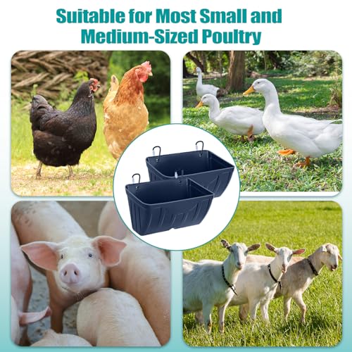 Chicken Feeder Waterer,Duck Feeder,Hanging Goat Feeder,5 Quart*3 Pack,Blue | Feeder Trough for Sheep Poultry Dog Livestock,Fences & Walls Feeder Trough,Easy to clean,Easy to install,Includes clips - color: 3 Pack Blue