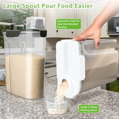 Viretec Rice Storage Container, 5 to 10lb Dry Food Airtight Dispenser, Pet Dog Cat Food Canister, BPA Free Clear Plastic Kitchen and Pantry Organization Bin for Oatmeal, Grain, Cereal, Pasta, Flour - color: 6L/Grey