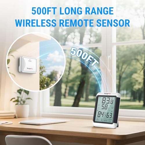 TempPro TP65 Indoor Outdoor Thermometer Digital Wireless Hygrometer Temperature Humidity Monitor with Jumbo Touchscreen and Backlight Humidity Gauge,LCD (Previously ThermoPro) - size: In-Outdoor