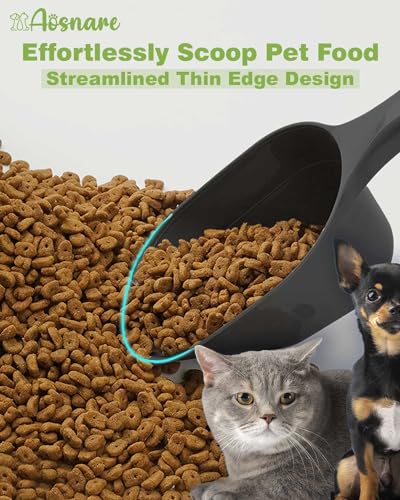 2PACK Dog-Cat Food-Scoop Measuring-Cup,1 Cup Capacity Versatile Plastic Pet Food Scoop with Measuring Lines 1 Cup and 1/2 Cup for Precise Portion Control (2 Black) - color: Black