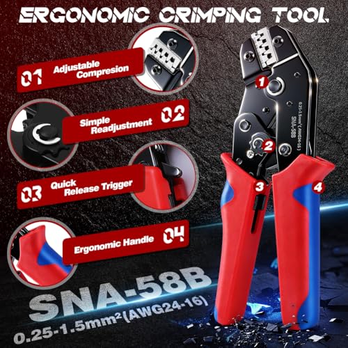 969Pcs Connector Pins Kit & Crimp Tool,28 Types Electrical Terminal Pins Kit,Terminal Wire Harness Male&Female Wire Seals Crimp tools Set