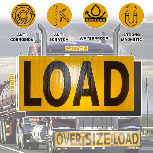 3 Pack Anti-scratch Oversize Load Signs for Trucks, Magnetic Oversize Load Sign, Durable Wide Load Signs for Trucks, Professional Oversize Warning Sign for Safe Hauling 12" x 60" Fade Proof Waterproof