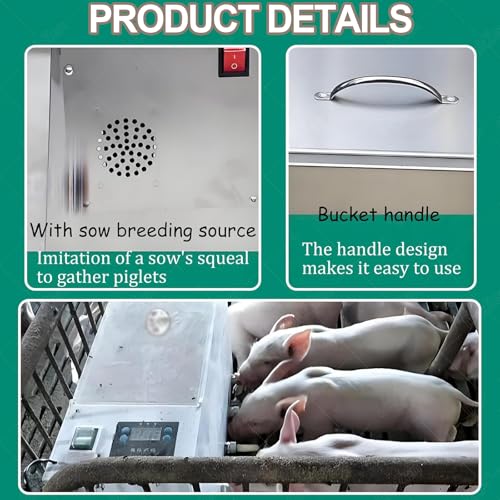 Pig Milk Feeder, Stainless Steel Piglet Lactation Feeder with Sound Source Hole, Large Capacity Milk Box, Automatic Stirring, 14 Fully Automatic Nipple Feeder for Lambs, Pig, and Small Cattle