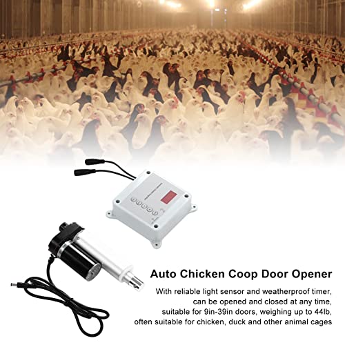 Automatic Chicken Coop Door Timer Remote Control Solar Powered Light Sensor Safe Opener Kit for Poultry Run Duck Coop(US Plug)